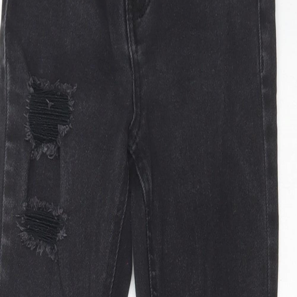 New Look Girls Black Cotton Skinny Jeans Size 11 Years Regular Zip - Distressed
