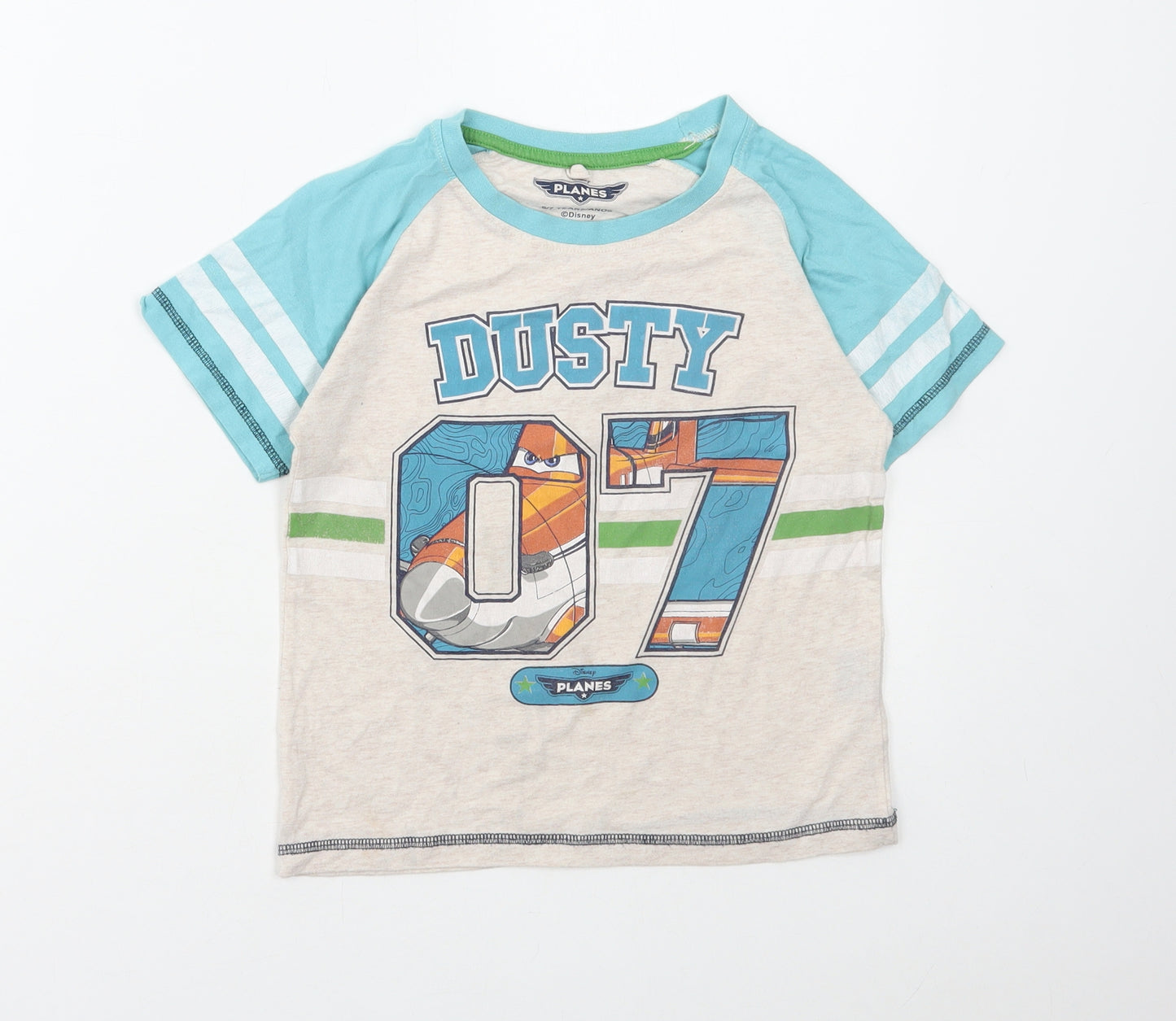 Disney Boys Multicoloured Cotton Basic T-Shirt Size 6-7 Years Round Neck Pullover - Disney Planes
