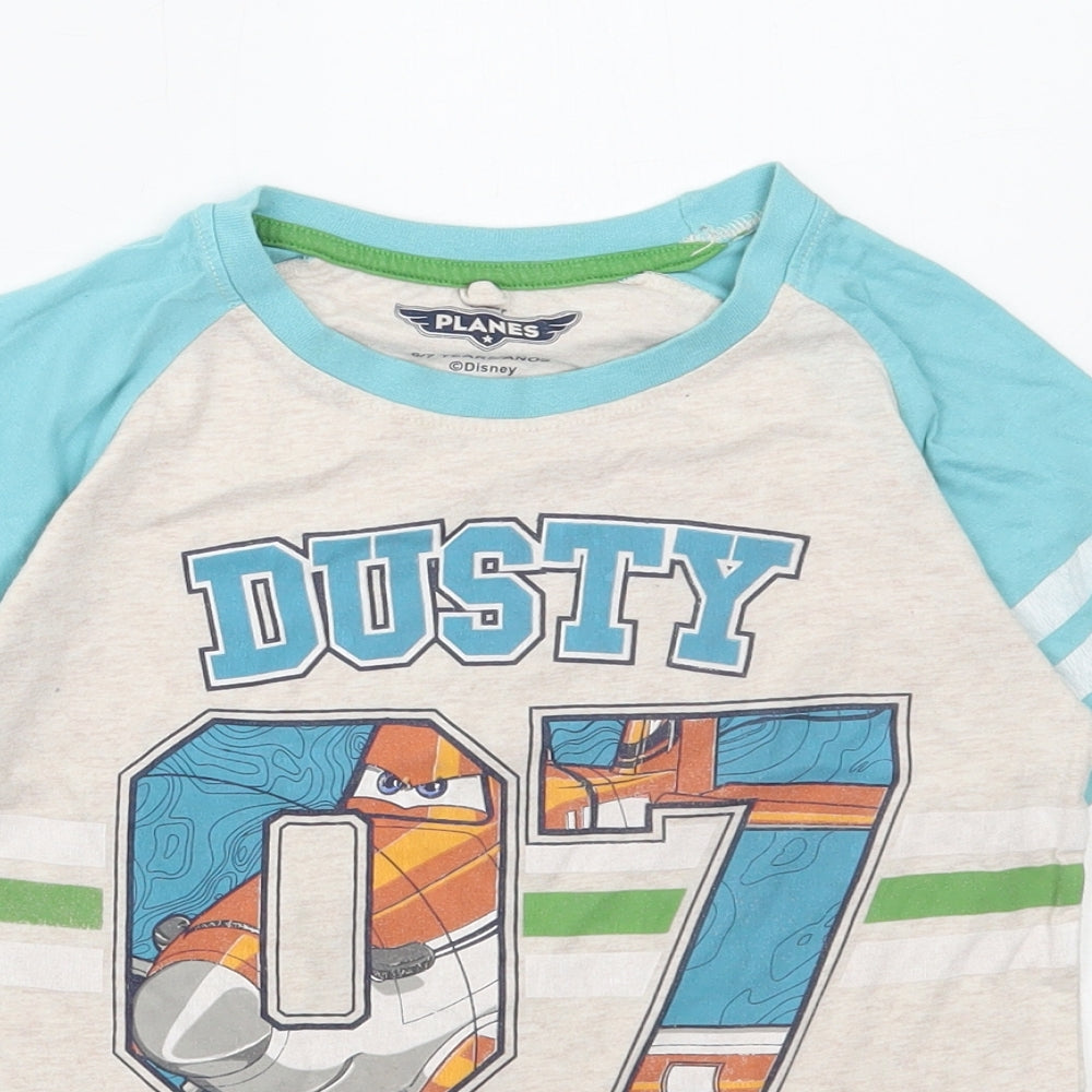 Disney Boys Multicoloured Cotton Basic T-Shirt Size 6-7 Years Round Neck Pullover - Disney Planes