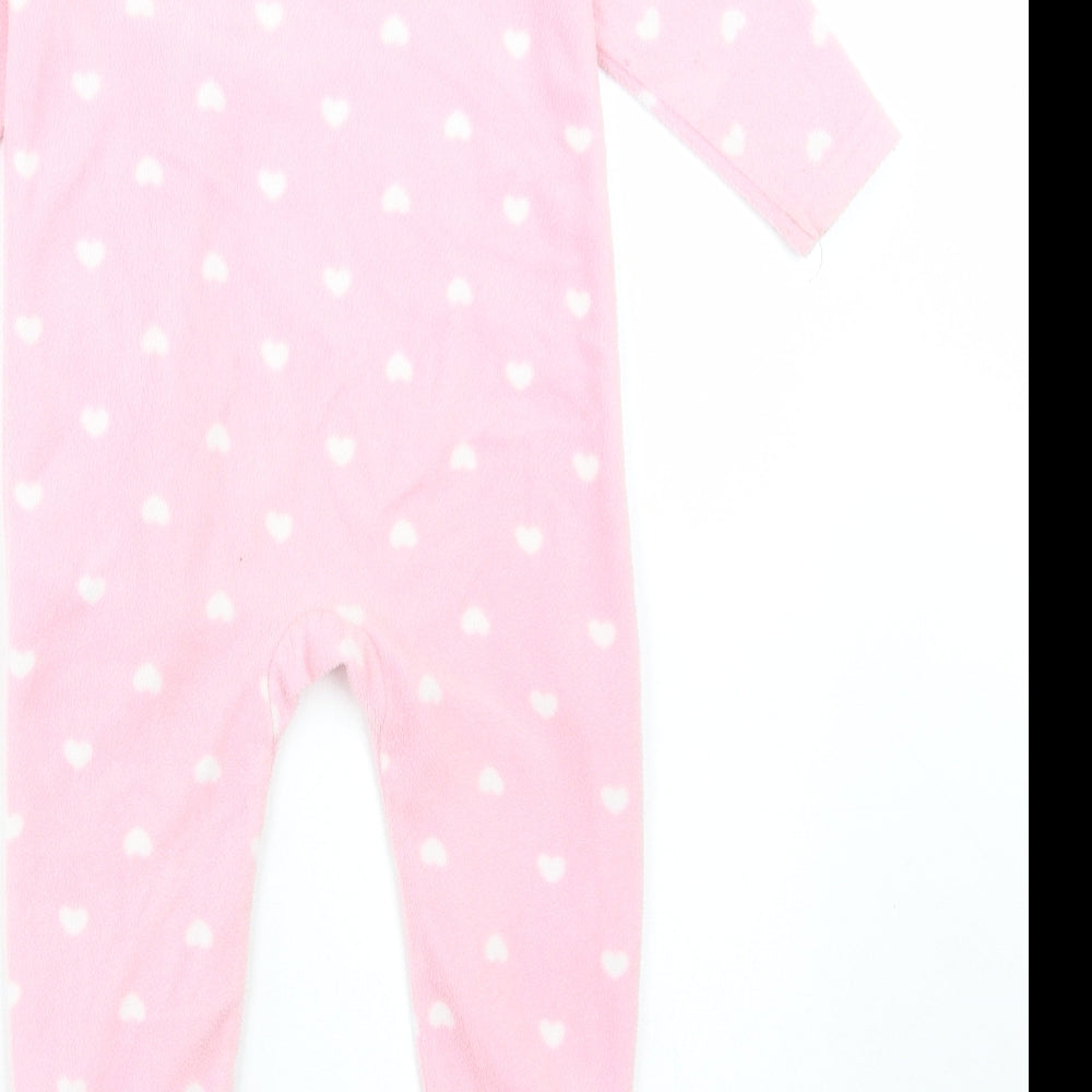 Dunnes Stores Girls Pink Geometric Polyester Babygrow One-Piece Size 12-18 Months Zip - Cat