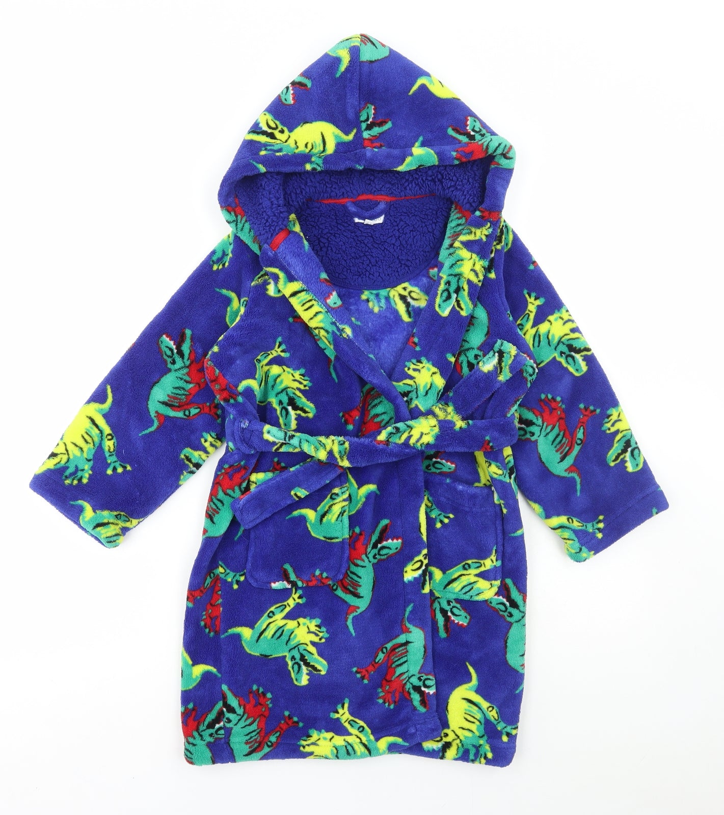 Blue Zoo Boys Blue Geometric Polyester Robe Size 6-7 Years Tie - Dinosaur Print
