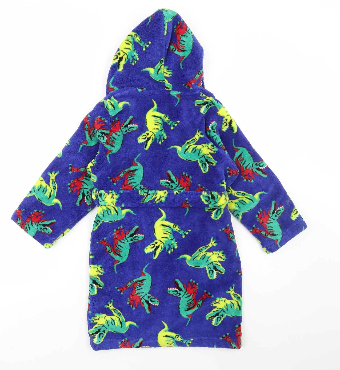 Blue Zoo Boys Blue Geometric Polyester Robe Size 6-7 Years Tie - Dinosaur Print