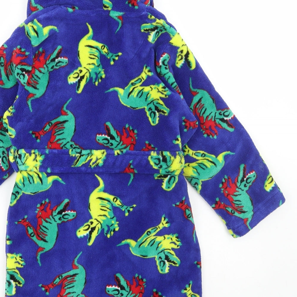 Blue Zoo Boys Blue Geometric Polyester Robe Size 6-7 Years Tie - Dinosaur Print