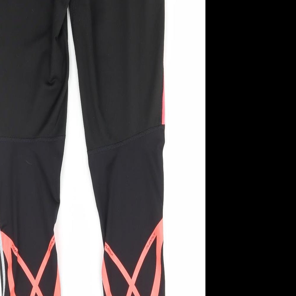 Saucony Womens Black Polyester Compression Leggings Size L L29 in Regular Drawstring
