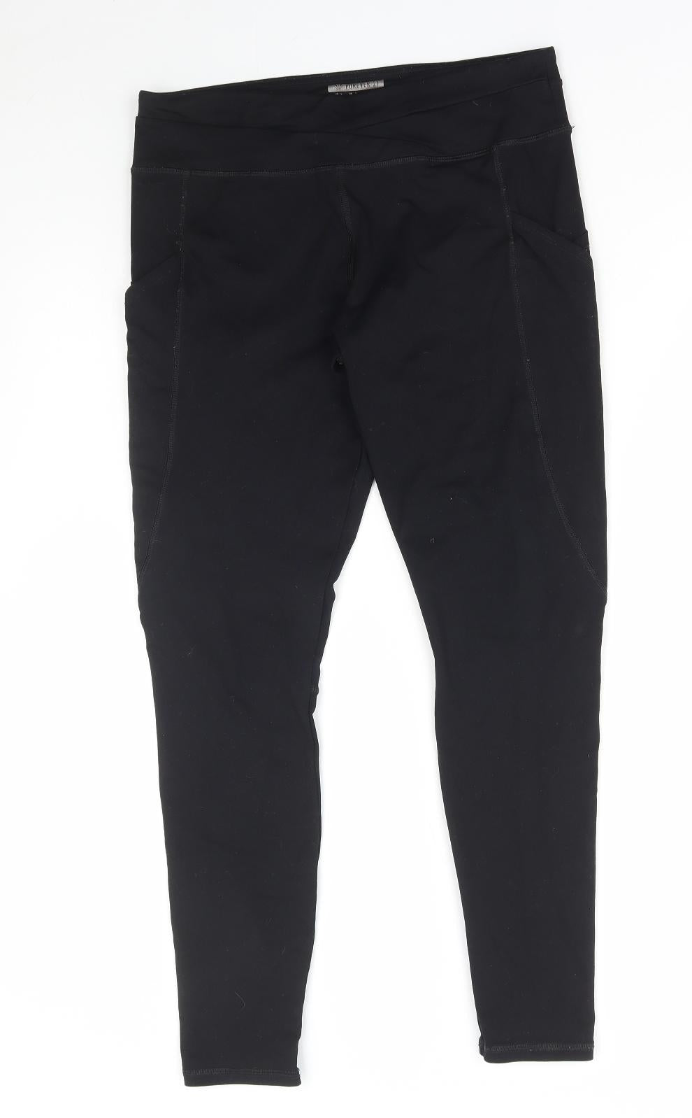 FOREVER 21 Womens Black Polyester Compression Leggings Size L L28 in Regular Pullover