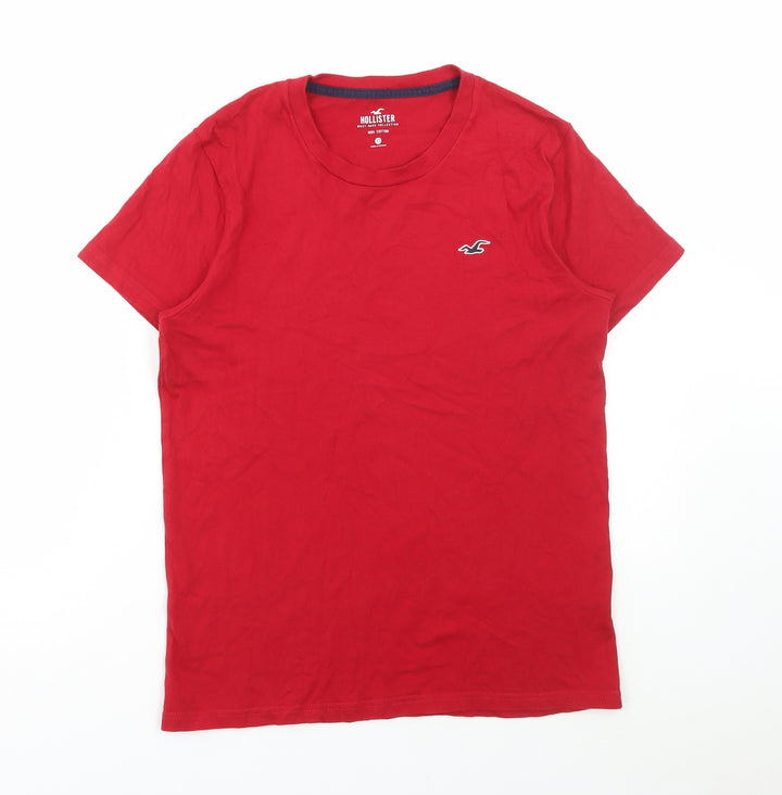 Hollister Womens Red Cotton Basic T-Shirt Size XS Round Neck