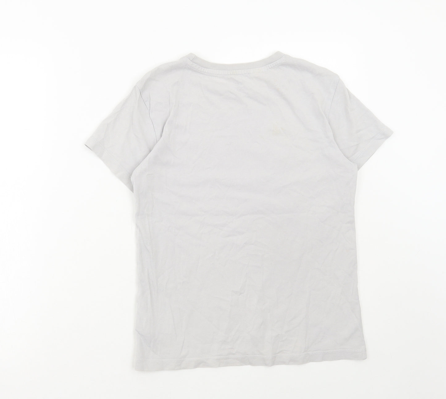 adidas Girls Grey Floral Cotton Basic T-Shirt Size 11-12 Years Round Neck Pullover