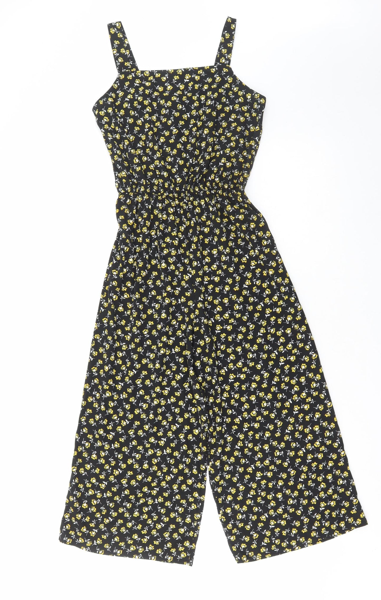 New Look Girls Black Floral Polyester Jumpsuit One-Piece Size 12 Years Pullover