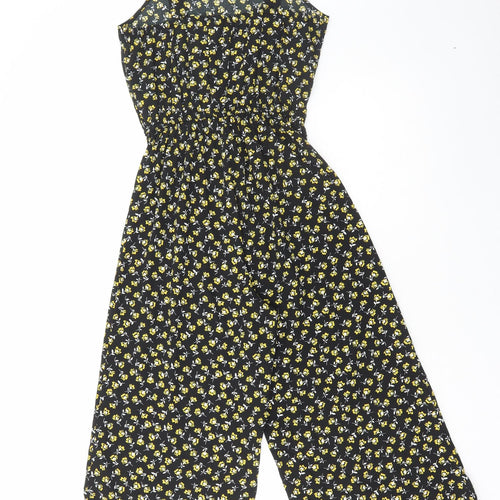 New Look Girls Black Floral Polyester Jumpsuit One-Piece Size 12 Years Pullover