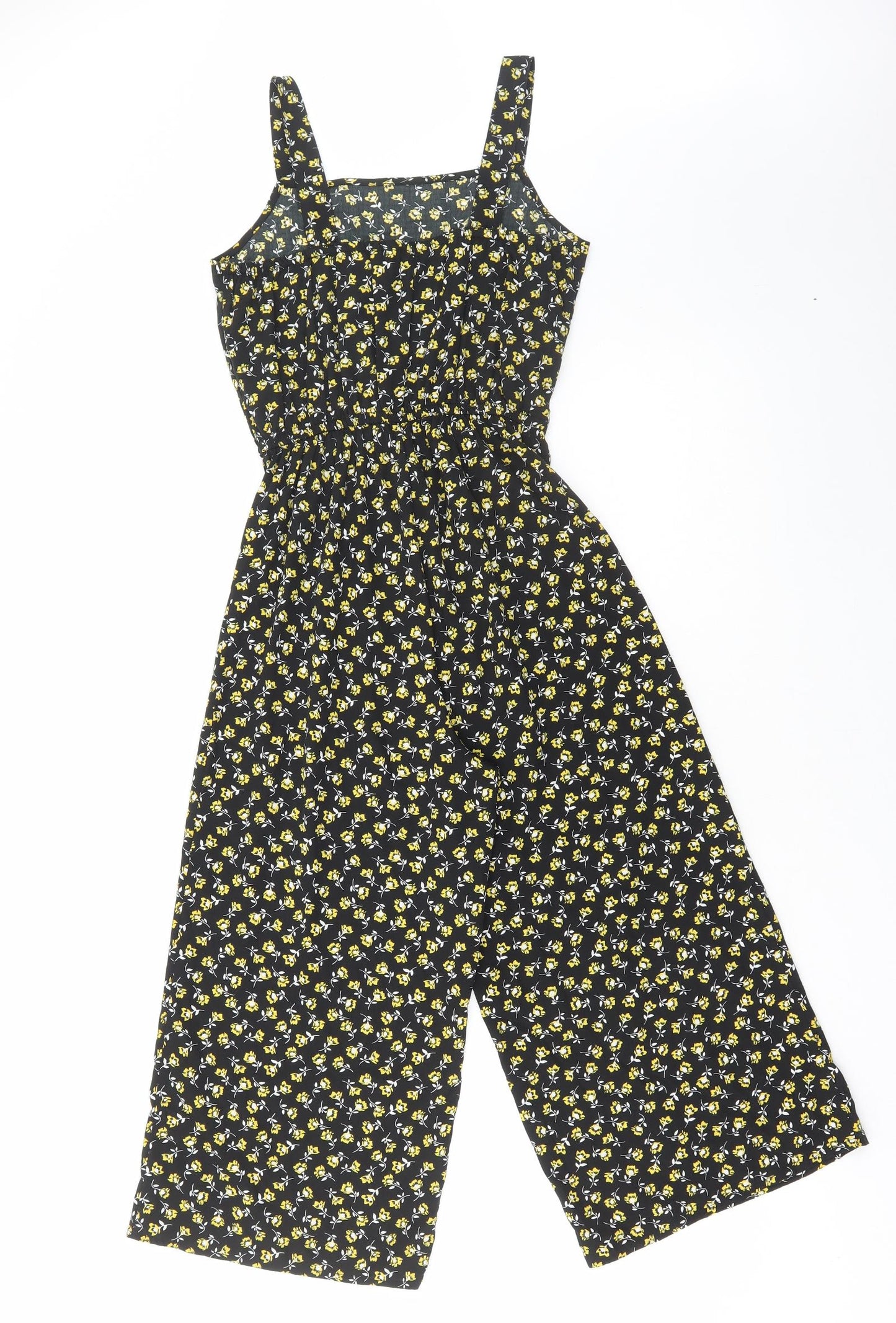 New Look Girls Black Floral Polyester Jumpsuit One-Piece Size 12 Years Pullover