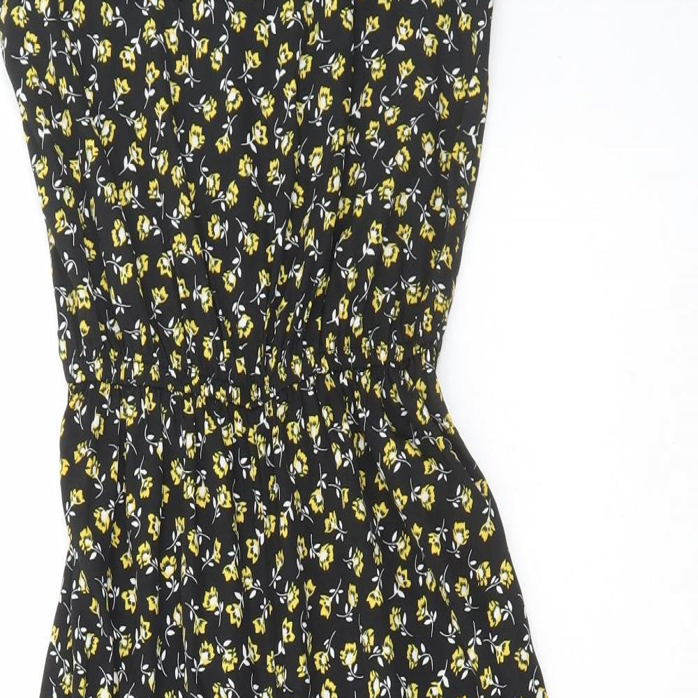New Look Girls Black Floral Polyester Jumpsuit One-Piece Size 12 Years Pullover