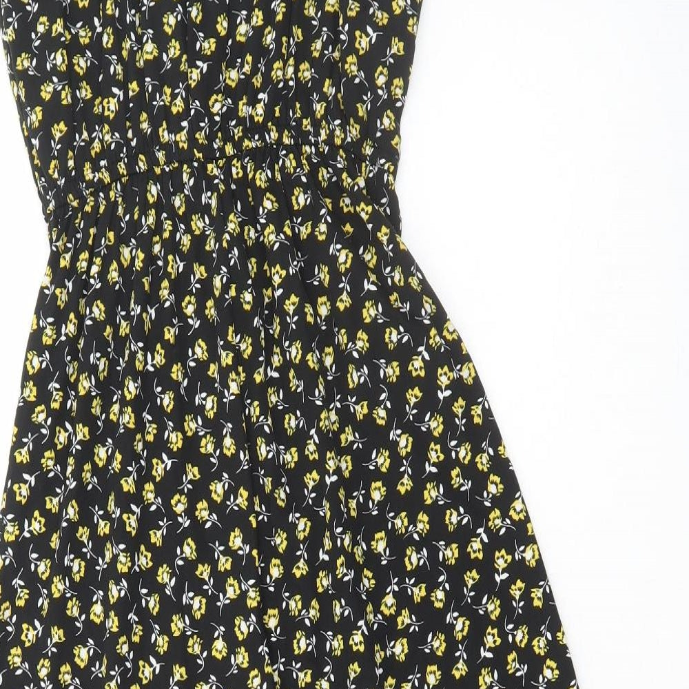 New Look Girls Black Floral Polyester Jumpsuit One-Piece Size 12 Years Pullover