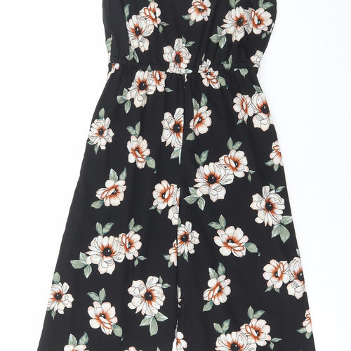 New Look Girls Black Floral Polyester Jumpsuit Outfit/Set Size 12 Years Pullover