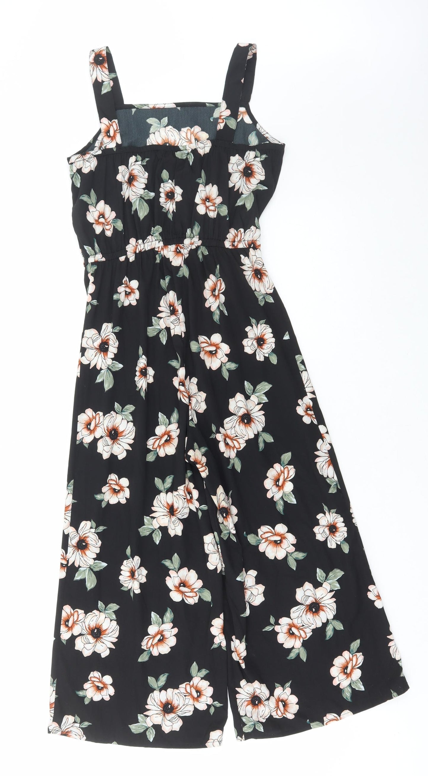 New Look Girls Black Floral Polyester Jumpsuit Outfit/Set Size 12 Years Pullover