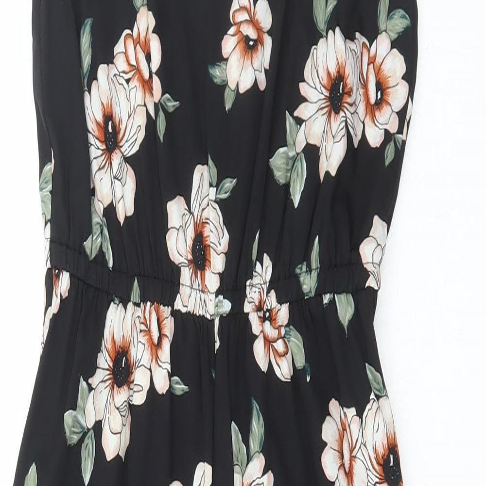 New Look Girls Black Floral Polyester Jumpsuit Outfit/Set Size 12 Years Pullover