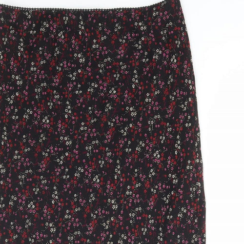 Dorothy Perkins Womens Black Floral Polyester Straight & Pencil Skirt Size 14