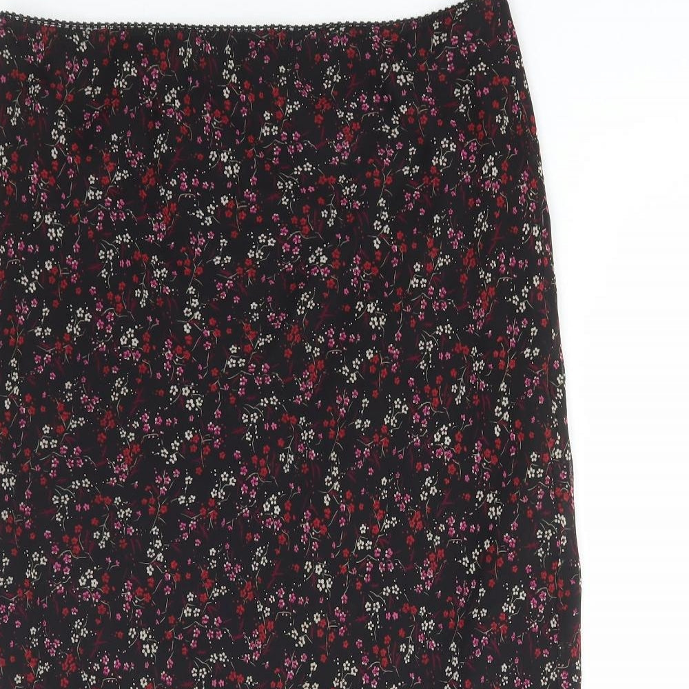 Dorothy Perkins Womens Black Floral Polyester Straight & Pencil Skirt Size 14