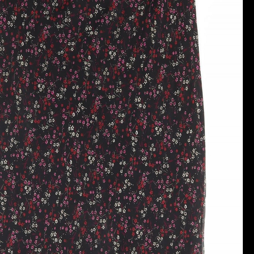 Dorothy Perkins Womens Black Floral Polyester Straight & Pencil Skirt Size 14