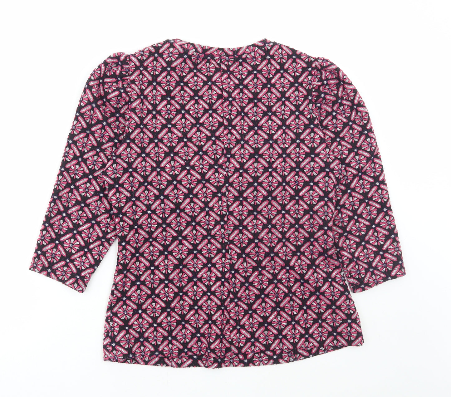 Savida Womens Pink Geometric Polyester Basic T-Shirt Size M Round Neck