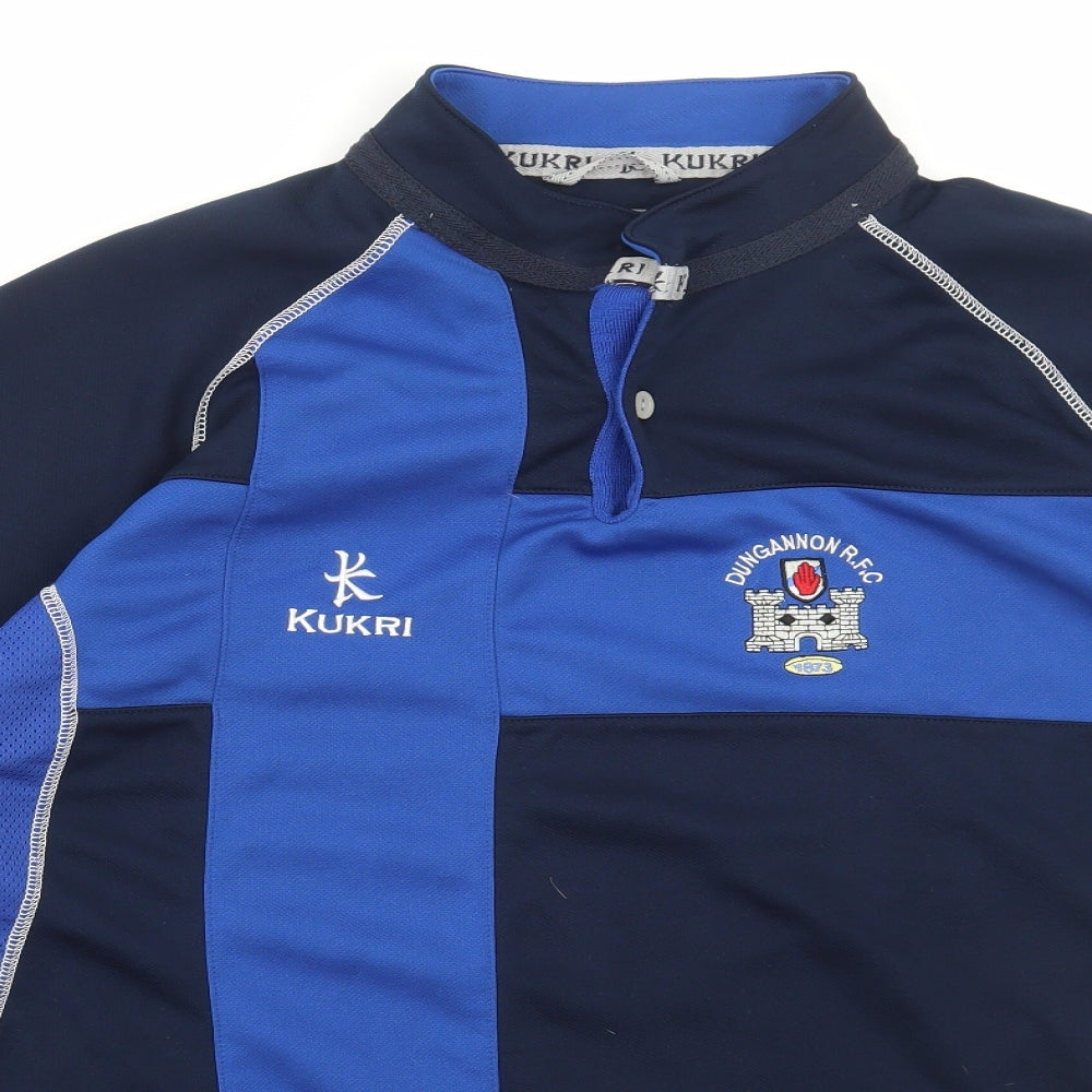 Kukri Mens Blue Polyester Basic T-Shirt Size 2XL Collared Pullover - Dungannon FC