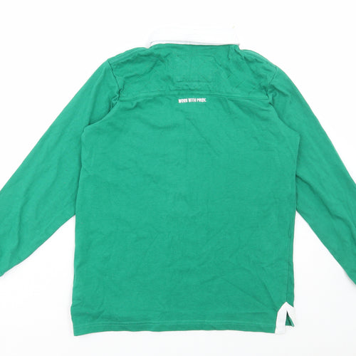 Rugby Heritage Boys Green Cotton Basic Polo Size 11-12 Years Collared Button - Ireland