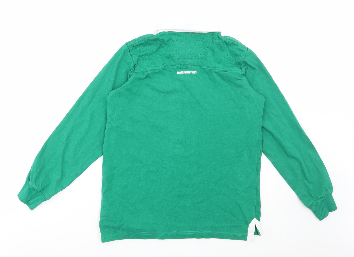 Rugby Heritage Boys Green Cotton Basic Polo Size 11-12 Years Collared Button - Ireland