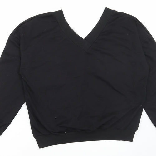 SheIn Womens Black Cotton Pullover Sweatshirt Size S Pullover - Angel Wings