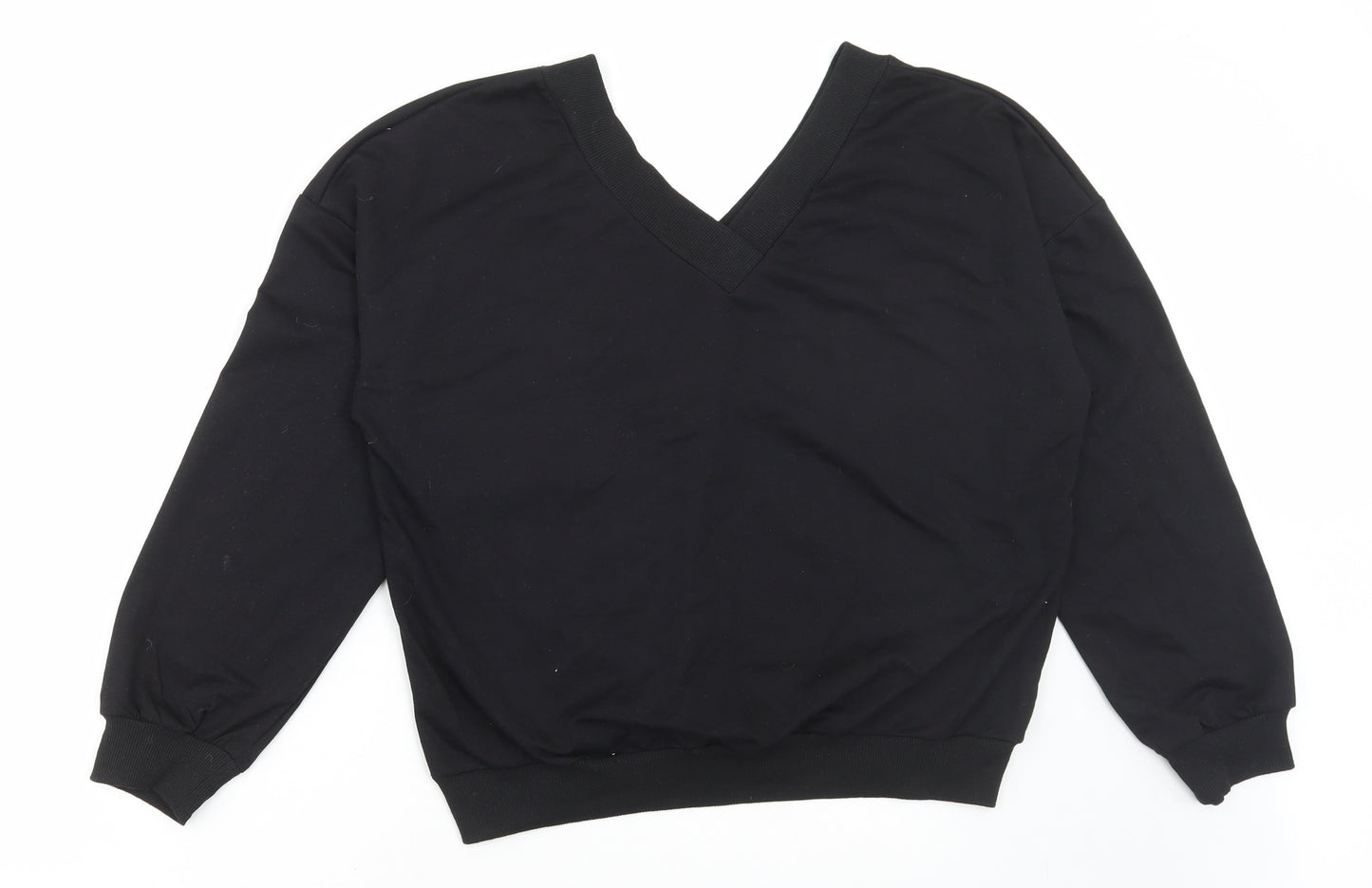 SheIn Womens Black Cotton Pullover Sweatshirt Size S Pullover - Angel Wings