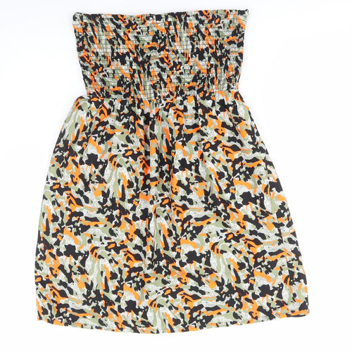 Primark Womens Multicoloured Camouflage Polyester Fit & Flare Size S Off the Shoulder Pullover - Shirred