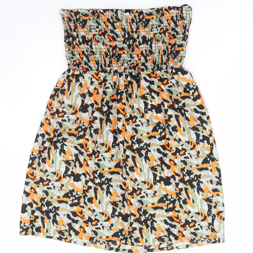 Primark Womens Multicoloured Camouflage Polyester Fit & Flare Size S Off the Shoulder Pullover - Shirred