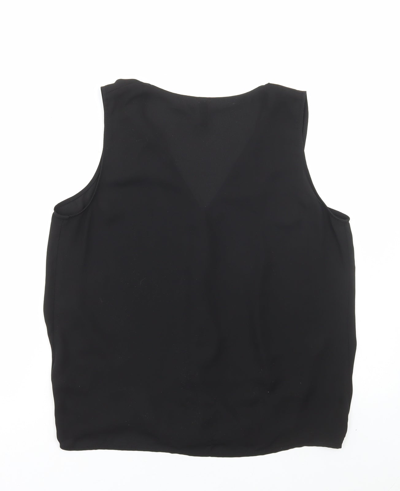 H&M Womens Black Polyester Basic Blouse Size 12 V-Neck