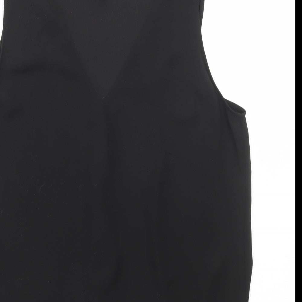 H&M Womens Black Polyester Basic Blouse Size 12 V-Neck