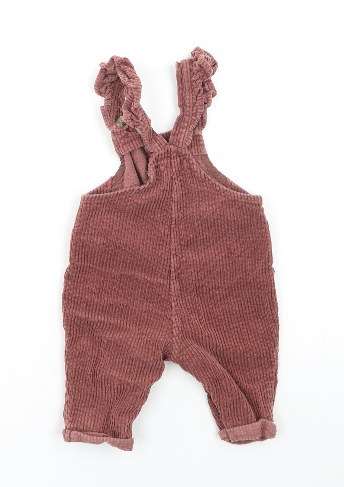 NEXT Girls Brown Cotton Dungaree Outfit/Set Size 3-6 Months Button - Bear