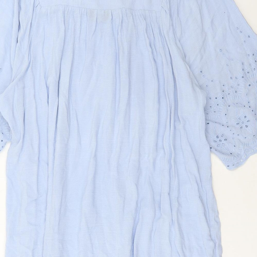 Yours Womens Blue Polyester Shift Size 18 Square Neck Pullover - Broderie Anglaise