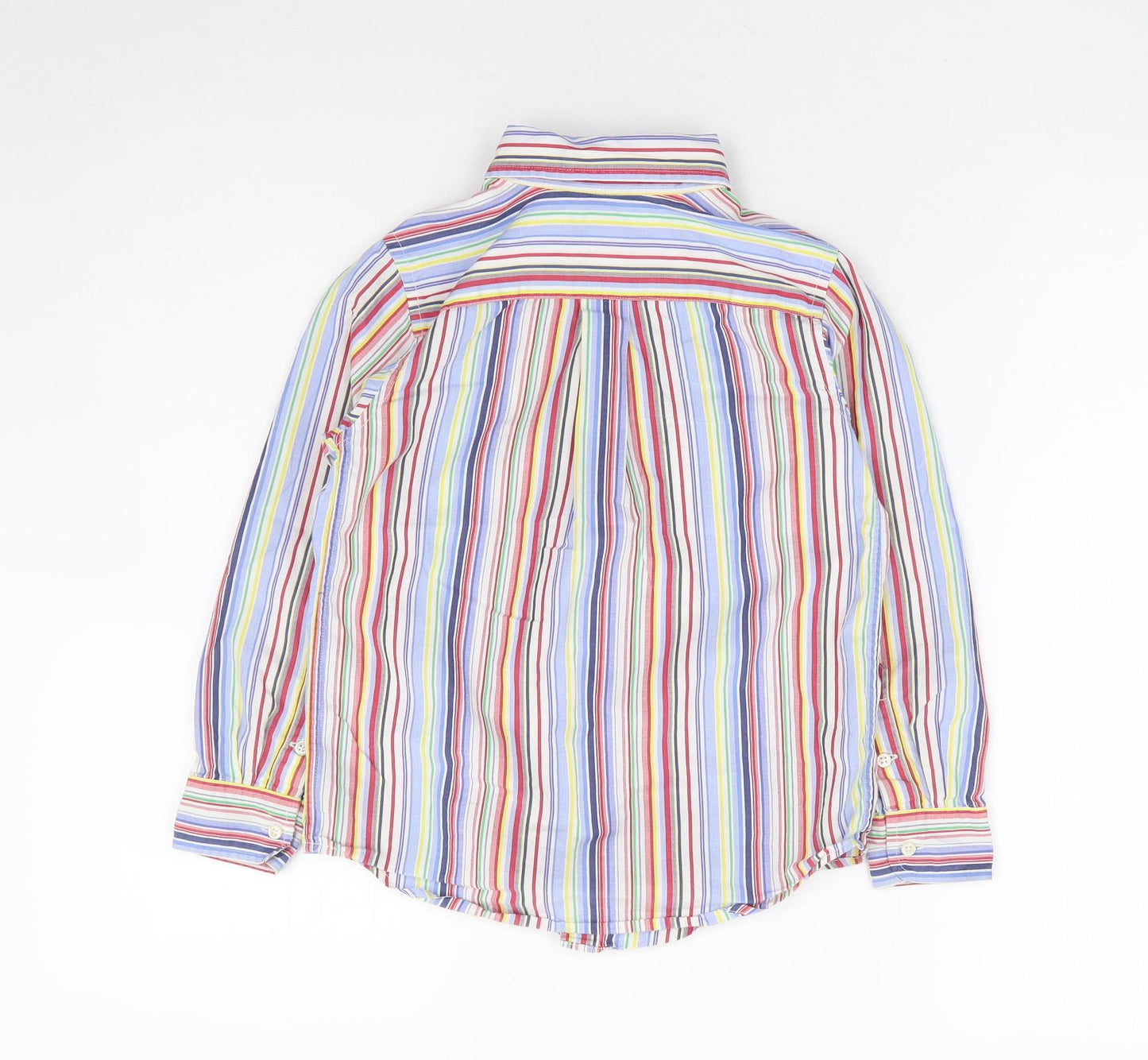 Ralph Lauren Boys Multicoloured Striped 100% Cotton Pullover Button-Up Size 6 Years Collared Button
