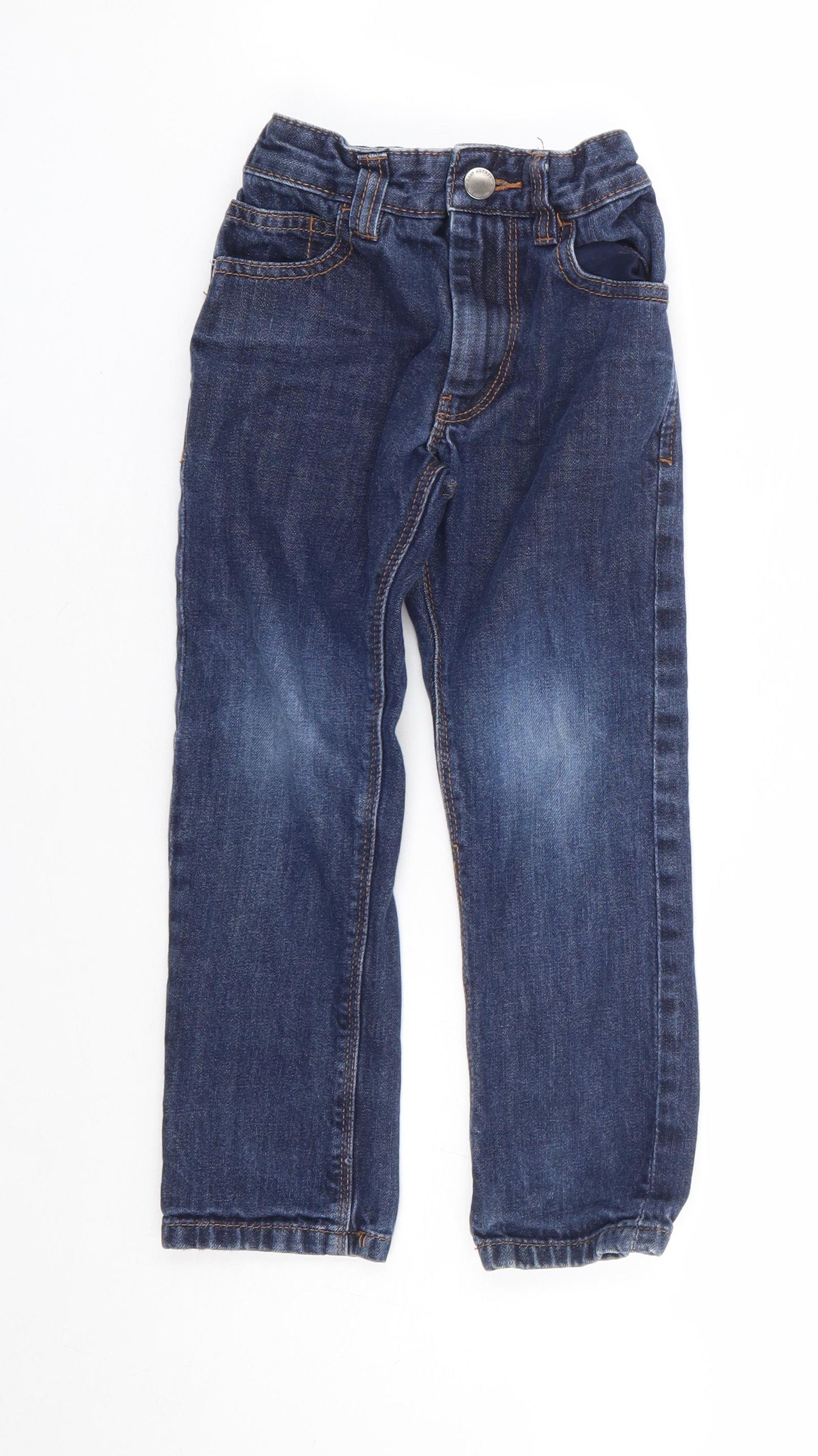 NEXT Boys Blue 100% Cotton Straight Jeans Size 5 Years Regular Zip