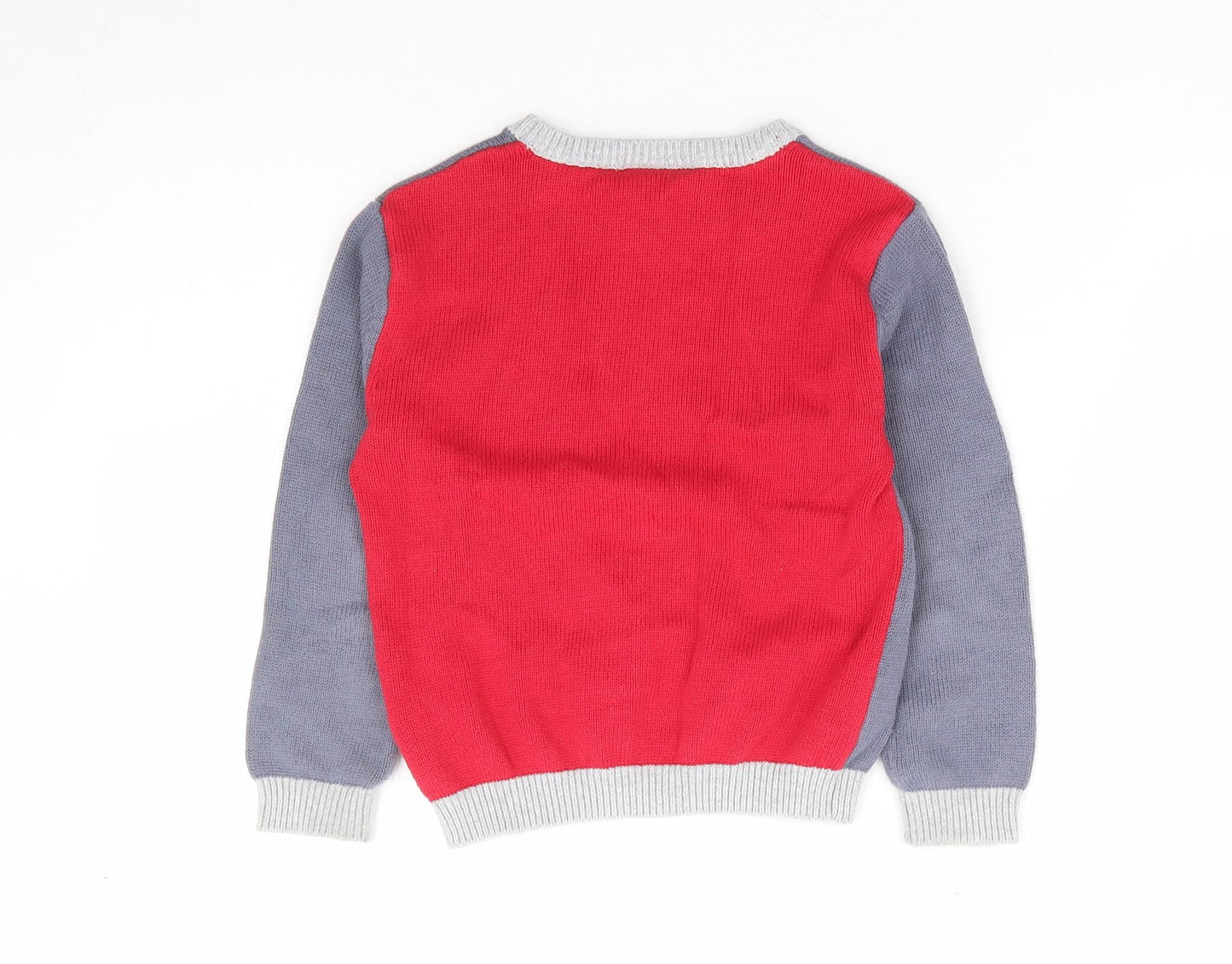 The Little White Company Boys Grey Round Neck 100% Cotton Pullover Jumper Size 3-4 Years Pullover - Spaceman