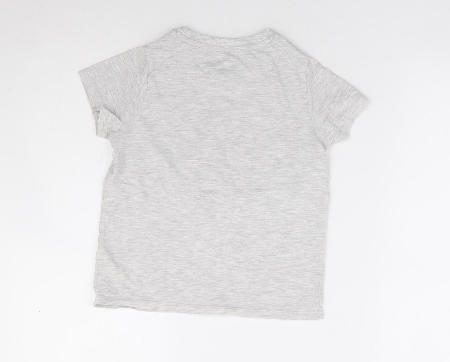 Marks and Spencer Boys Grey Cotton Basic T-Shirt Size 7-8 Years Round Neck Pullover - Space Jam