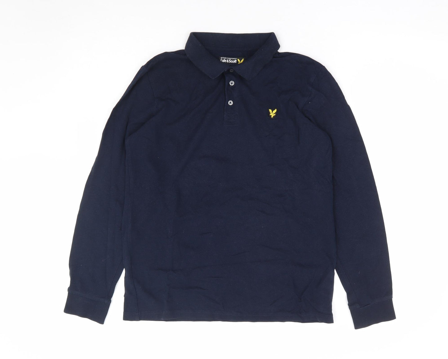 Lyle & Scott Boys Blue 100% Cotton Jersey Polo Size 14-15 Years Collared Button
