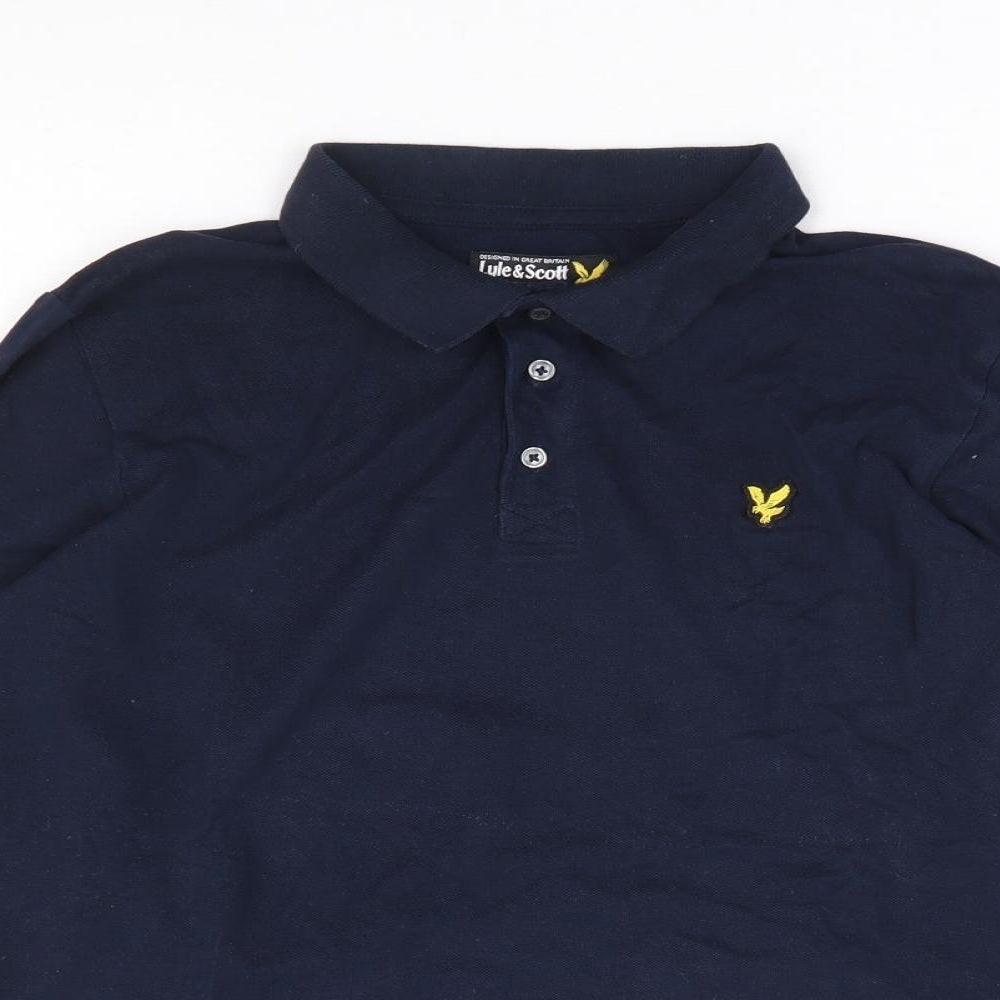 Lyle & Scott Boys Blue 100% Cotton Jersey Polo Size 14-15 Years Collared Button