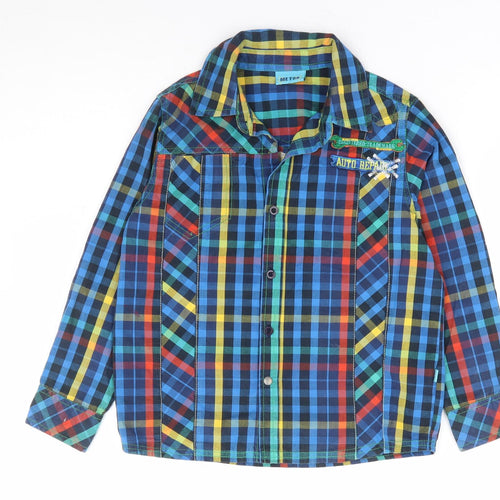 Me Too Boys Multicoloured Geometric 100% Cotton Jersey Button-Up Size 7 Years Collared Button - Truck