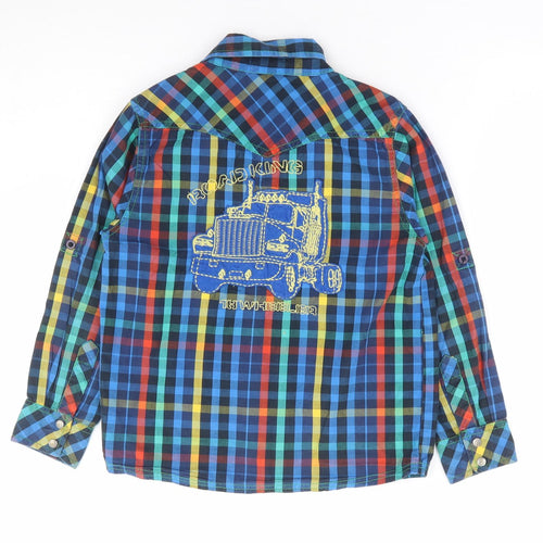 Me Too Boys Multicoloured Geometric 100% Cotton Jersey Button-Up Size 7 Years Collared Button - Truck