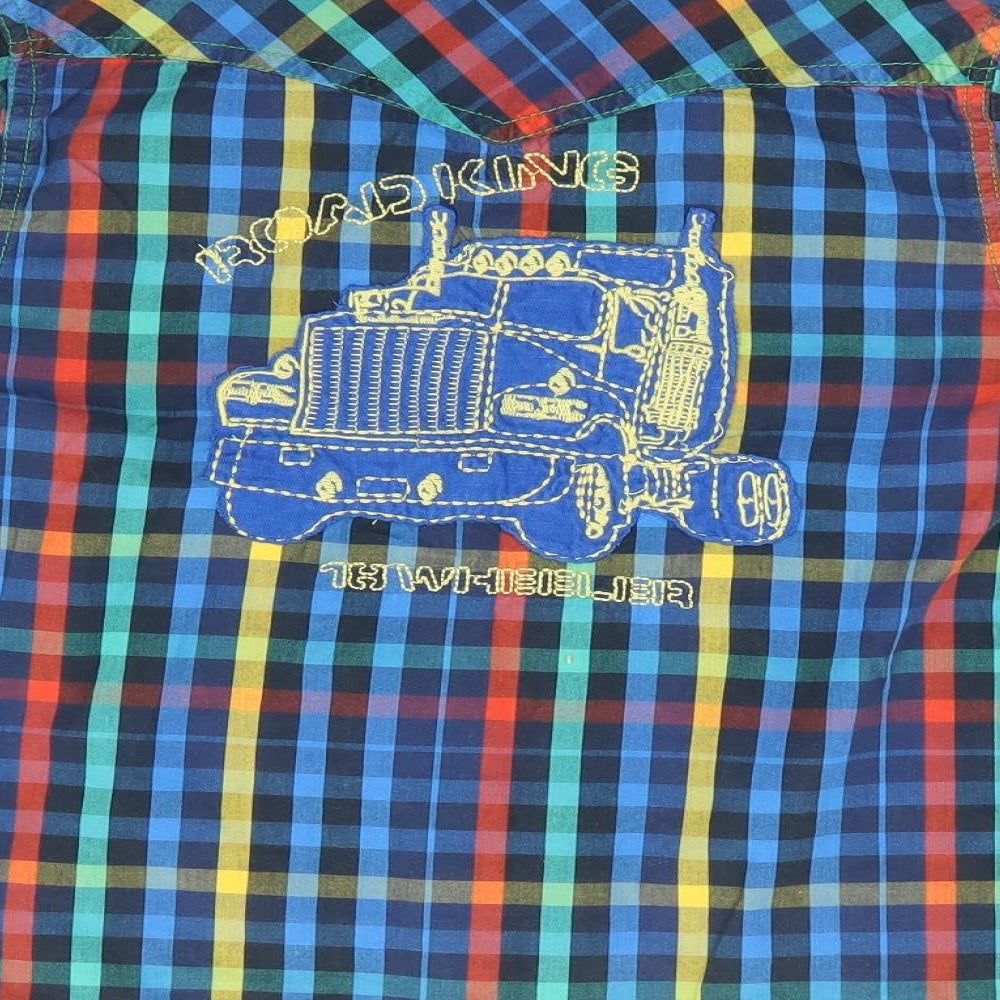 Me Too Boys Multicoloured Geometric 100% Cotton Jersey Button-Up Size 7 Years Collared Button - Truck