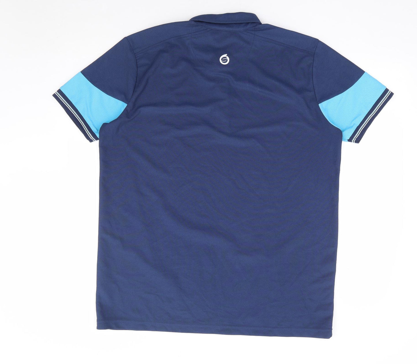 Sunderland of Scotland Mens Blue Polyester Polo Size L Collared Button