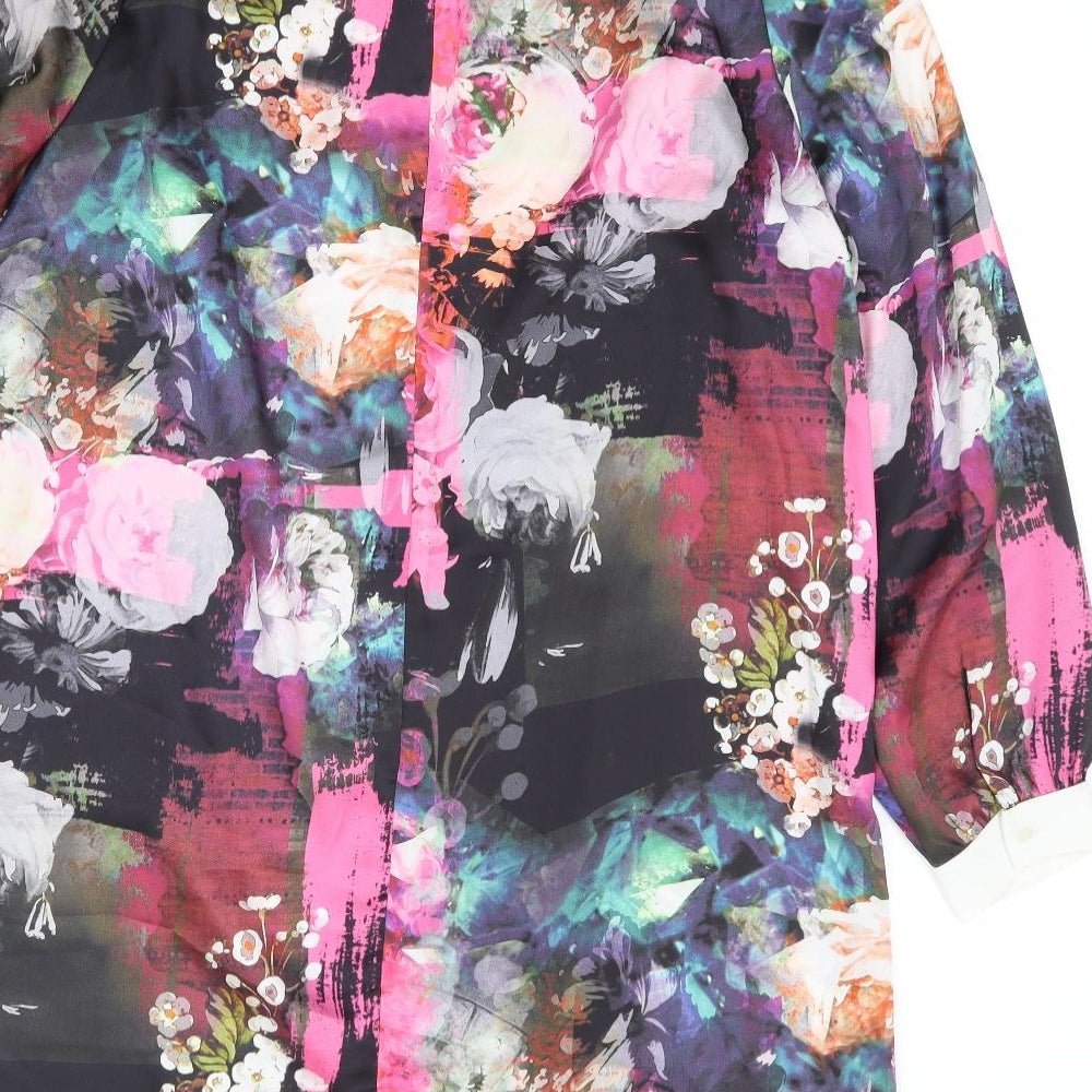 River Island Womens Multicoloured Geometric Polyester Shift Size 14 Collared Zip