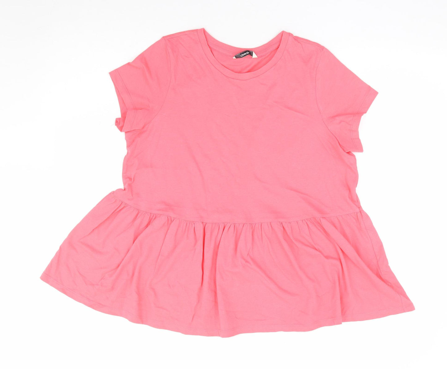 George Womens Pink Cotton Basic T-Shirt Size 12 Round Neck - Smock