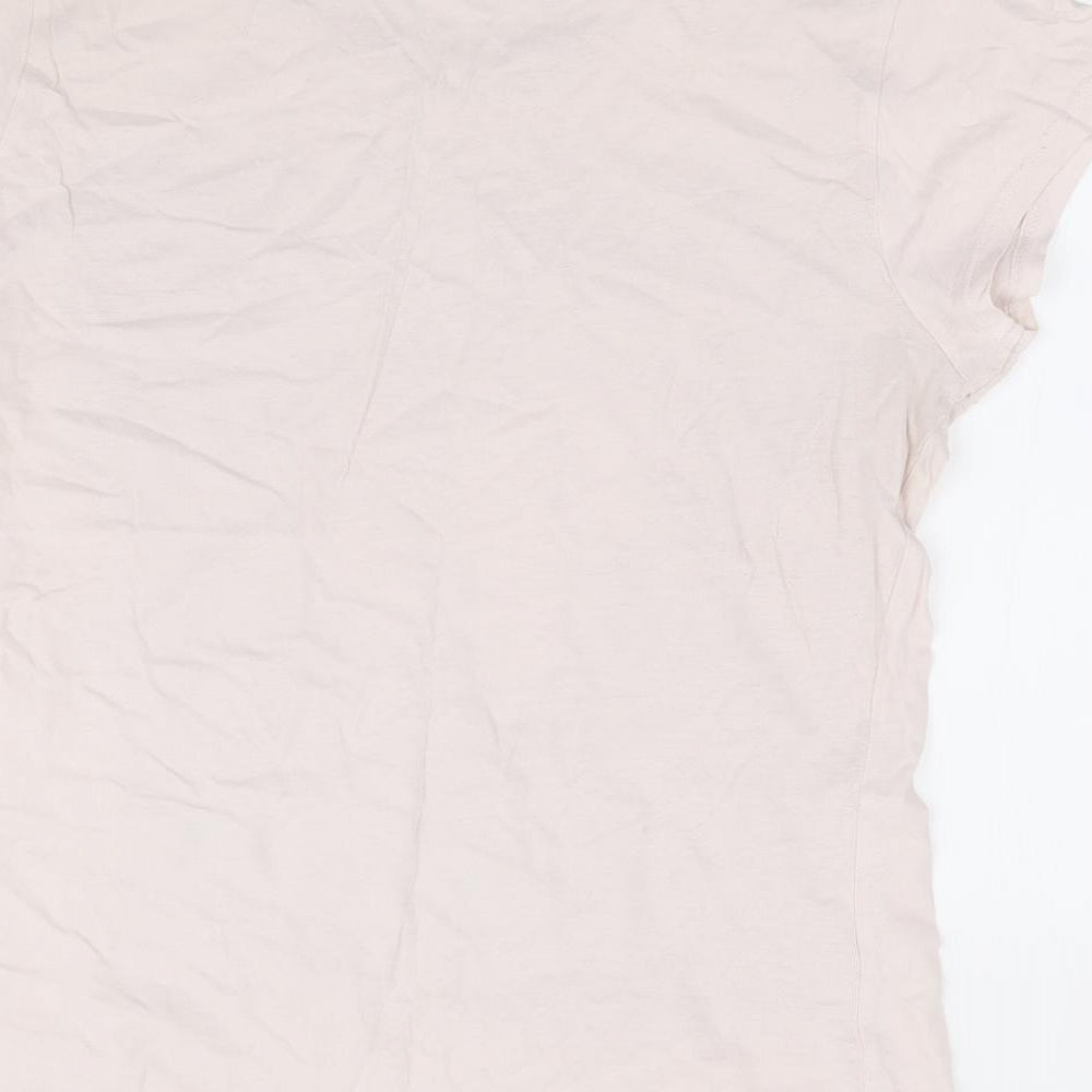 Primark Womens Beige Polyester Basic T-Shirt Size 14 Round Neck - Paris