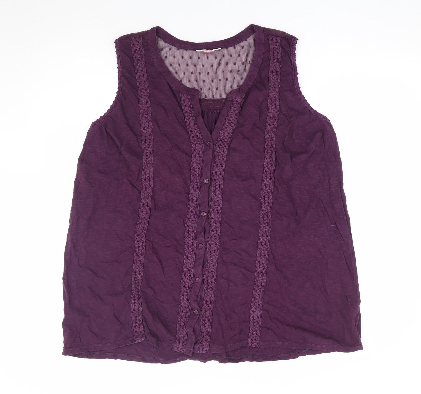 Matalan Womens Purple Cotton Jersey Blouse Size 20 V-Neck