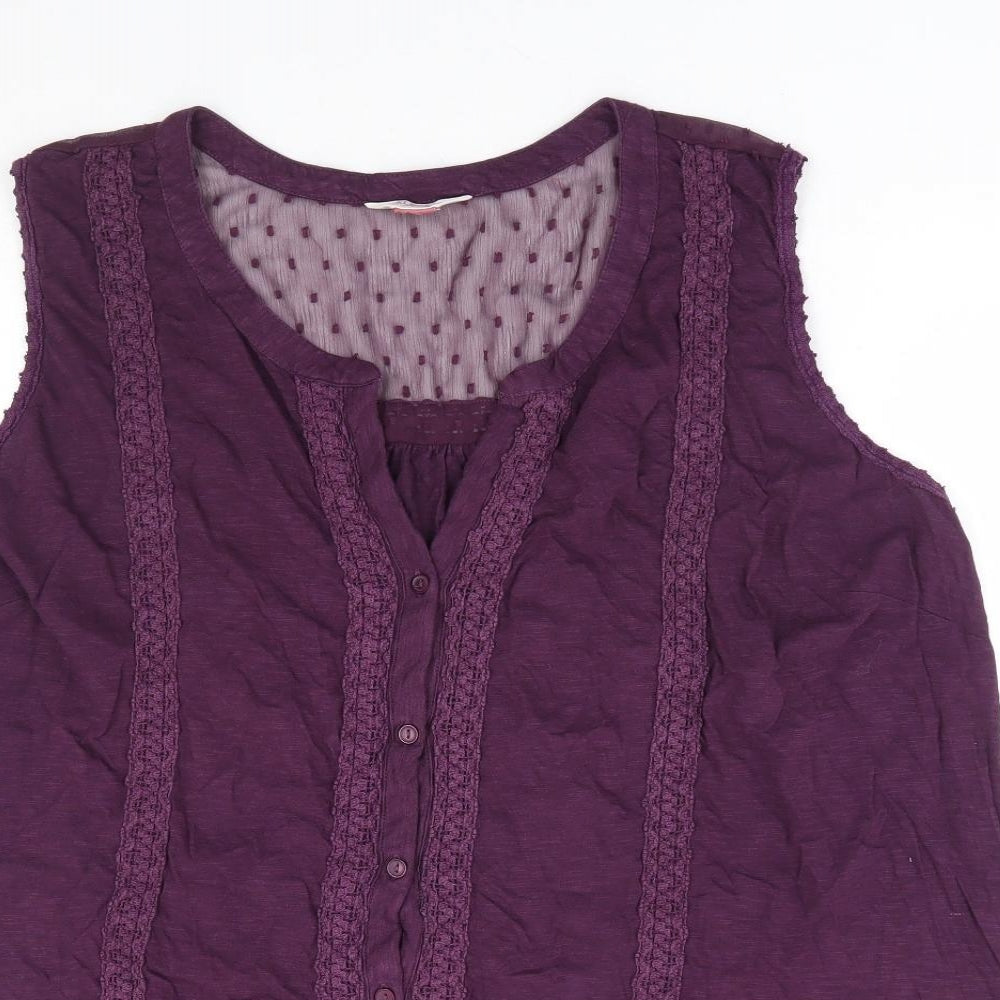 Matalan Womens Purple Cotton Jersey Blouse Size 20 V-Neck
