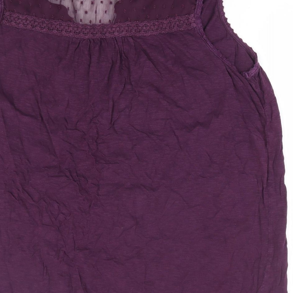 Matalan Womens Purple Cotton Jersey Blouse Size 20 V-Neck